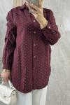 TENCEL TAŞLI GÖMLEK TUNİK Bordo