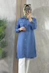 TENCEL CEPLİ GÖMLEK TUNİK Mavi