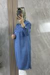 TENCEL CEPLİ GÖMLEK TUNİK Mavi