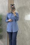 TENCEL DESENLİ GÖMLEK TUNİK Mavi