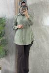 TENCEL DESENLİ GÖMLEK TUNİK Yeşil