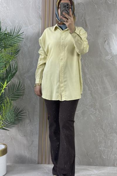 TENCEL  GÖMLEK TUNİK Sarı