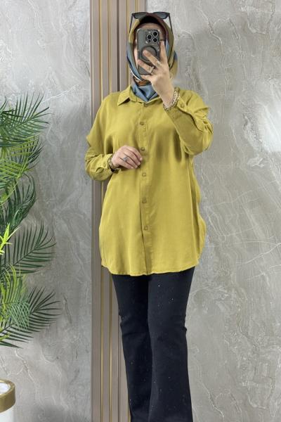 TENCEL  GÖMLEK TUNİK Yağ Yeşili