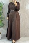 ISABEL KEMERLİ ELBİSE  Kahverengi