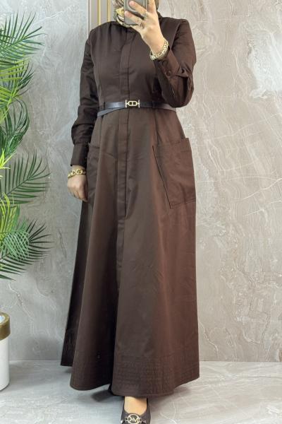 ISABEL KEMERLİ ELBİSE  Kahverengi