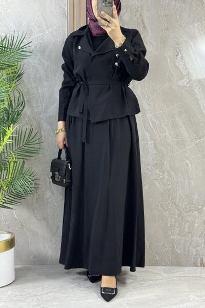 TENCEL ETEKLİ TAKIM Siyah