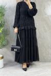 PLİSELİ ELBİSE  ŞIK Siyah