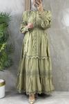 GÜPÜR DETAYLI TASARIM ELBİSE Yeşil