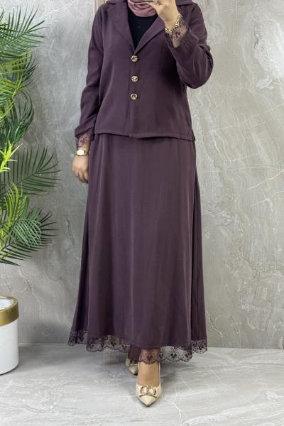 GÜPÜR ETEKLİ TAKIM Mürdüm