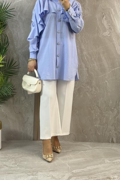 OMUZ FIRFIRLI GÖMLEK Mavi