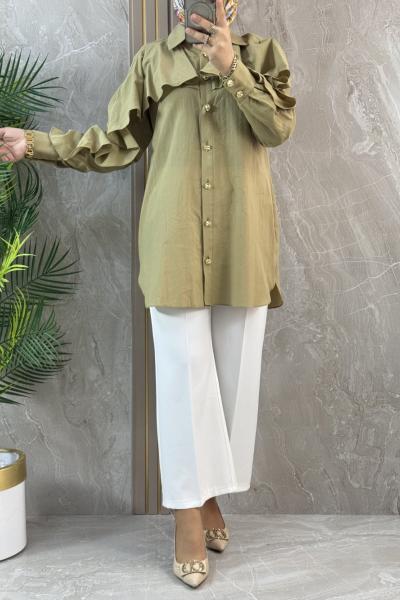 OMUZ FIRFIRLI GÖMLEK Yağ Yeşili