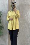 TENCEL ÇİÇEKLİ GÖMLEK  Sarı
