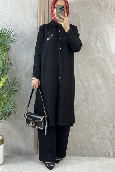 DÜĞMELİ EXCELENT PANTOLONLU TAKIM Siyah