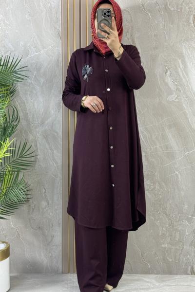 DÜĞMELİ EXCELENT PANTOLONLU TAKIM Bordo