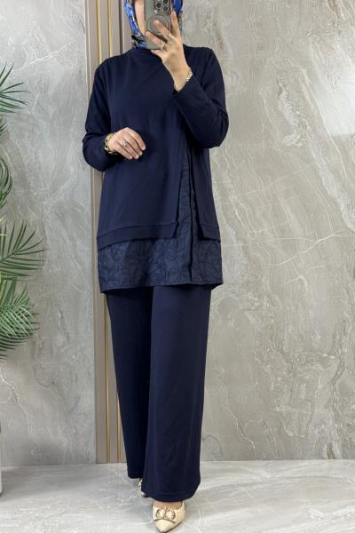 ALTI İŞLEMELİ EXCELENT TAKIM Lacivert