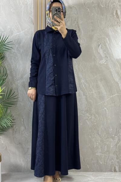 NAKIŞ DETAYLI TAKIM Lacivert