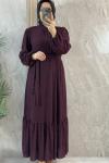 KADİFE YAKMALI TÜL ELBİSE ASTARLI Bordo