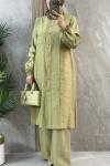 UZUN TUNİKLİ PANTOLONLU TAKIM Yağ Yeşili