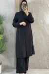 UZUN TUNİKLİ PANTOLONLU TAKIM Siyah