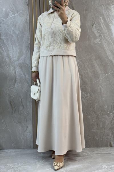 FİLELİ PULLU TAKIM Bej