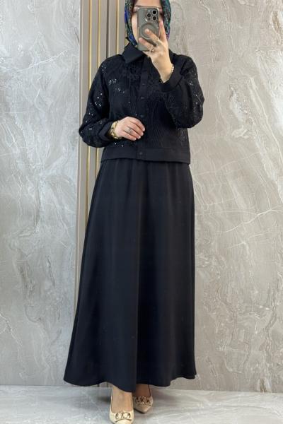 FİLELİ PULLU TAKIM Siyah