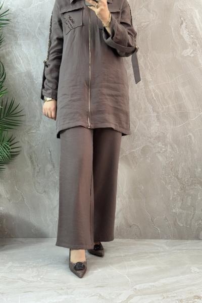 SİLVA TAŞLI TAKIM Kahverengi