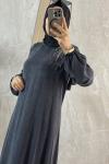 TAŞ DETAYLI CUPRA ELBİSE  Antrasit