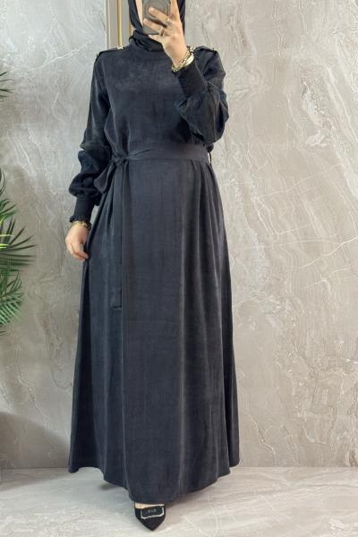 OMUZ DETAYLI CUPRA ELBİSE Siyah