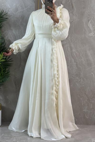 JANJAN ABİYE ELBİSE  Krem