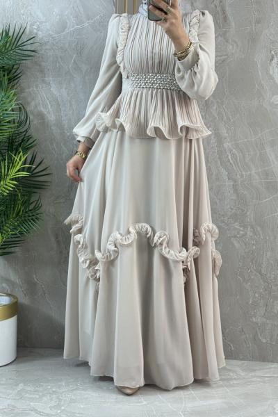 ABİYE ELBİSE KUŞAK TAŞ DETAYLI Taş Rengi