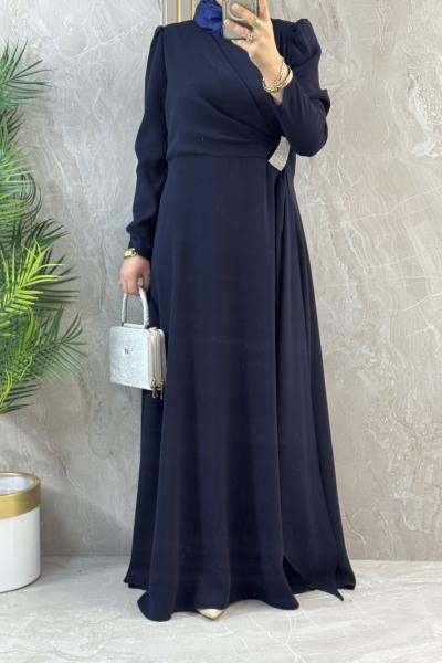 KUŞAK TAŞ DETAYLI ABİYE Lacivert