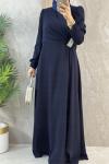 KUŞAK TAŞ DETAYLI ABİYE Lacivert