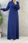 DÜĞME DETAYLI ABİYE indigo Mavi