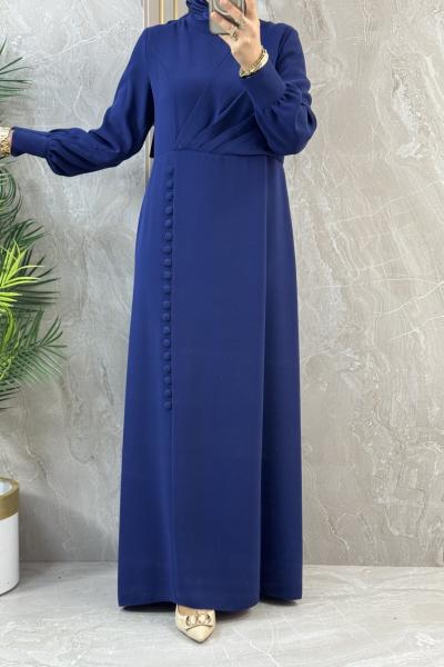 DÜĞME DETAYLI ABİYE indigo Mavi