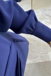 DÜĞME DETAYLI ABİYE indigo Mavi