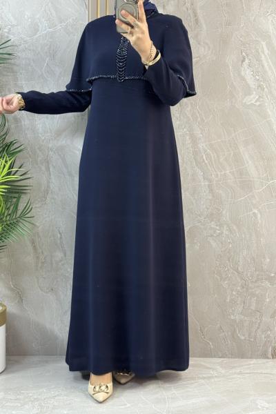 OMUZ PELERİNLİ ABİYE Lacivert