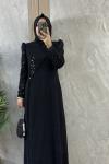 TAŞ İŞLEMELİ ABİYE Siyah