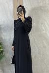 TAŞ İŞLEMELİ ABİYE Siyah