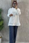 BONCUK NAKIŞ DETAYLI GÖMLEK Beyaz