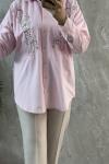 TAŞ İŞLEMELİ GÖMLEK  Pembe