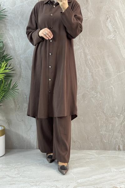 BÜYÜK BEDEN MODAL TAKIM Kahverengi