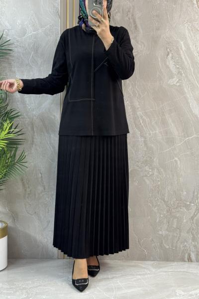 PLATİN KREP ETEKLİ TAKIM Siyah