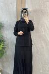 PLATİN KREP ETEKLİ TAKIM Siyah