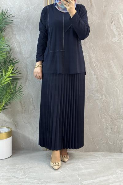 PLATİN KREP ETEKLİ TAKIM Lacivert