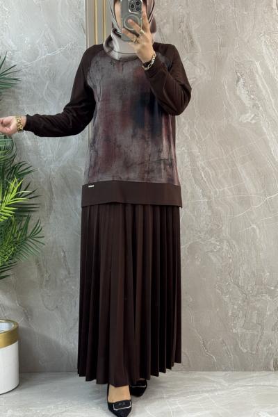 QUPRA DETAYLI ETEKLİ TAKIM Acı Kahve