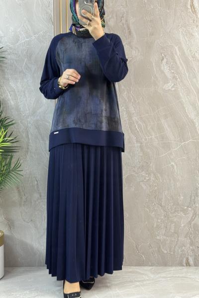 QUPRA DETAYLI ETEKLİ TAKIM Lacivert