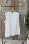 ŞİFONLU PENYE KOLSUZ TUNİK Beyaz