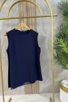 ŞİFONLU PENYE KOLSUZ TUNİK Lacivert