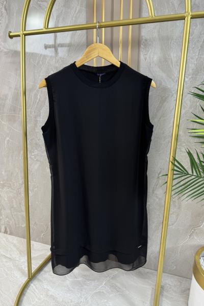 ŞİFONLU PENYE İÇLİK TUNİK Siyah