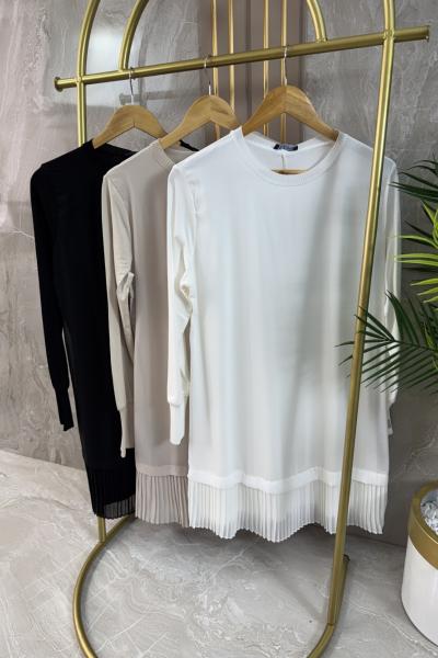 ŞİFONLU PENYE PİLİSELİ TUNİK İÇLİK Siyah